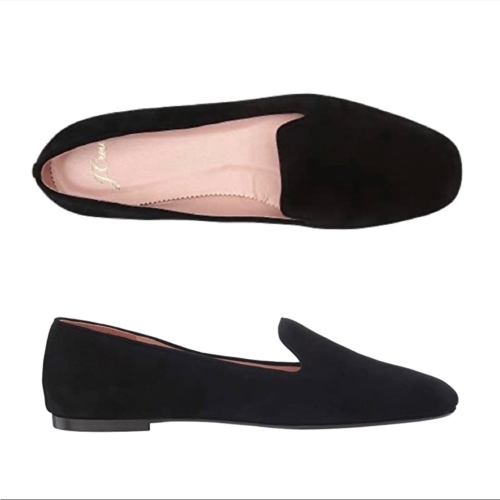 J. CREW Suede Smoking Loafers, Black, 6.5